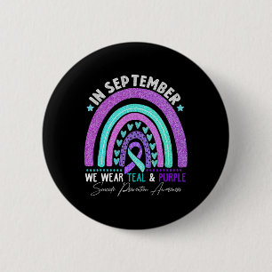 In September We Wear Teal Purple Ribbon Suicide Pr 2 Inch Round Button