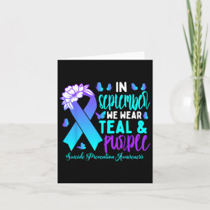 In September We Wear Teal Purple Ribbon Suicide Pr Card