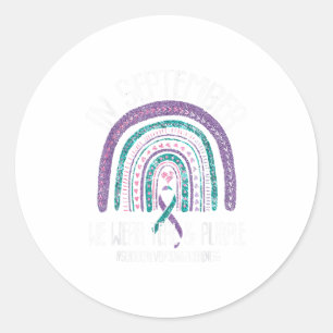 In September We Wear Teal Purple Ribbon Suicide Pr Classic Round Sticker