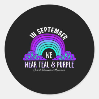 In September We Wear Teal Purple Ribbon Suicide Pr Classic Round Sticker