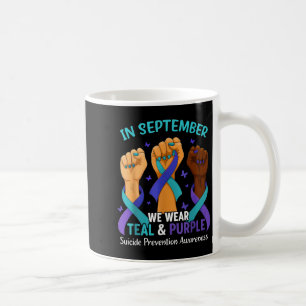 In September We Wear Teal Purple Ribbon Suicide Pr Coffee Mug