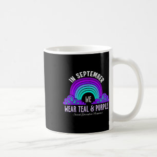 In September We Wear Teal Purple Ribbon Suicide Pr Coffee Mug