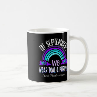 In September We Wear Teal Purple Ribbon Suicide Pr Coffee Mug