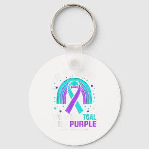 In September We Wear Teal Purple Ribbon Suicide Pr Keychain