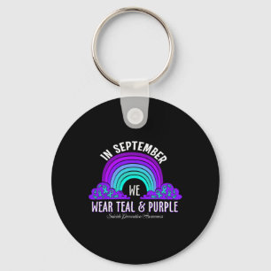 In September We Wear Teal Purple Ribbon Suicide Pr Keychain