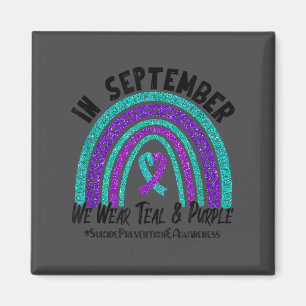 In September We Wear Teal Purple Ribbon Suicide Pr Magnet