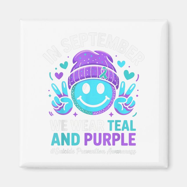 In September We Wear Teal Purple Ribbon Suicide Pr Magnet (Front)