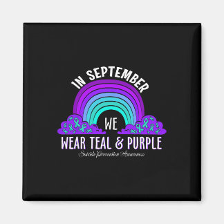 In September We Wear Teal Purple Ribbon Suicide Pr Magnet