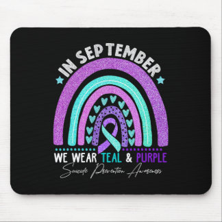 In September We Wear Teal Purple Ribbon Suicide Pr Mouse Pad