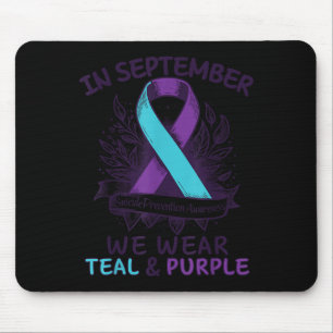 In September We Wear Teal Purple Ribbon Suicide Pr Mouse Pad
