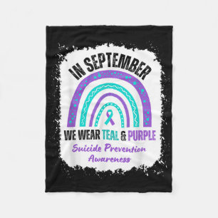 In September We Wear Teal Purple Suicide Awareness Fleece Blanket