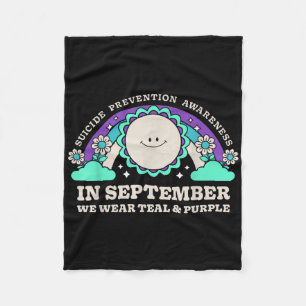 In September We Wear Teal Purple Suicide Preventio Fleece Blanket