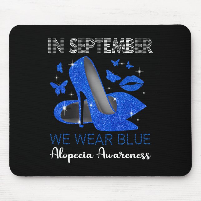 In September Wear Blue High Heels Alopecia Awarene Mouse Pad (Front)