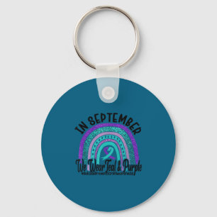 In September Wear Teal And Purple Rainbow Suicide Keychain