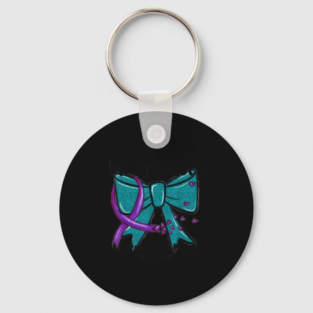 In September Wear Teal Purple Suicide Prevention B Keychain (Front)