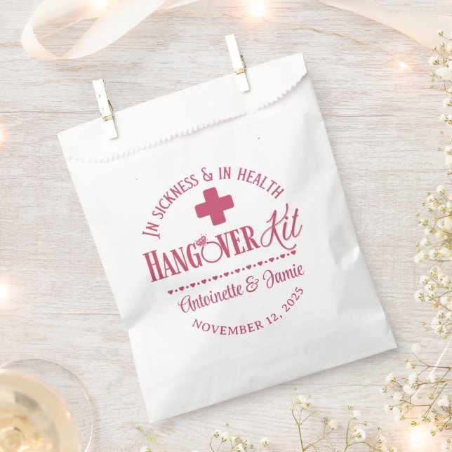 In Sickness & Health Funny Wedding Hangover Kit Favour Bag (Clipped)