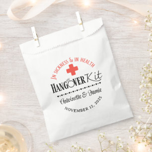 In Sickness & Health Wedding Hangover Kit Red Blk Favour Bag