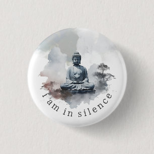 In Silence Buddha Meditation Button for Retreat #4