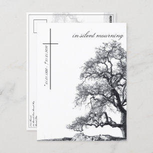In silent mourning - tree on meadow postcard