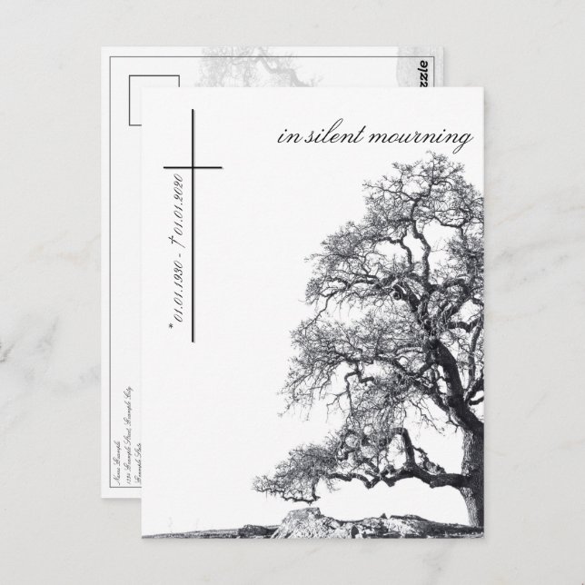 In silent mourning - tree on meadow postcard (Front/Back)