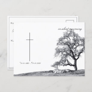 In silent mourning - tree on meadow postcard