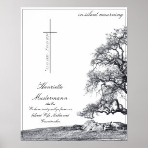In silent mourning - tree on meadow poster