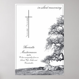 In silent mourning - tree on meadow poster