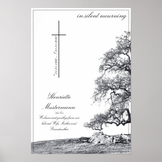 In silent mourning - tree on meadow poster (Front)