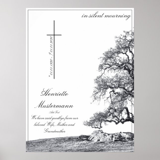 In silent mourning - tree on meadow poster (Front)