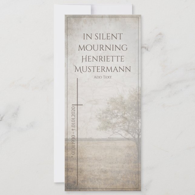 In silent mourning - tree on meadow vintage (Front)