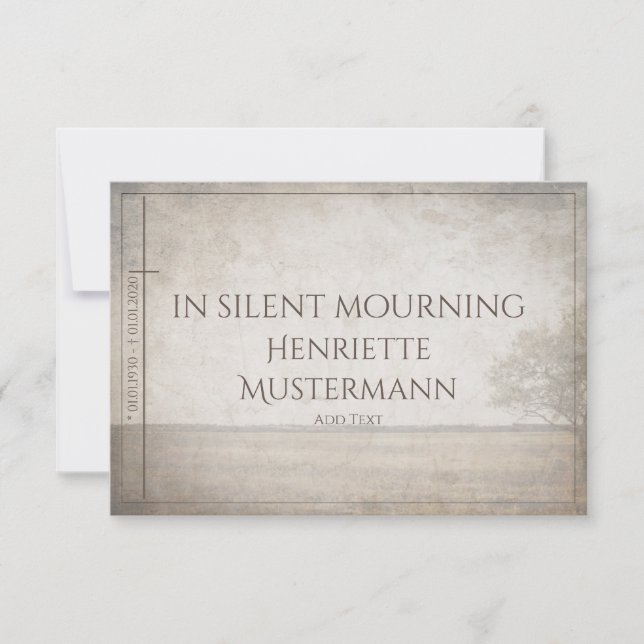 In silent mourning - tree on meadow vintage (Front)