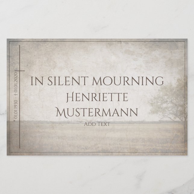 In silent mourning - tree on meadow vintage (Front)