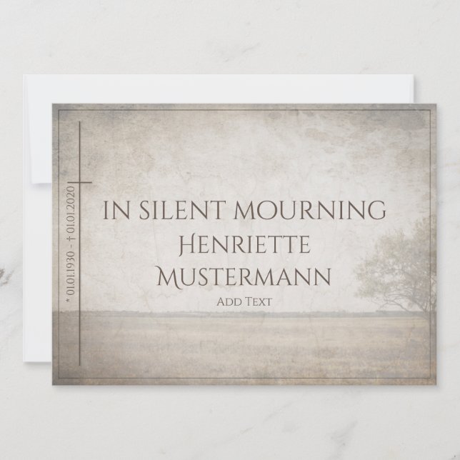 In silent mourning - tree on meadow vintage (Front)