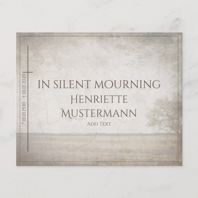 In silent mourning - tree on meadow vintage (Front)