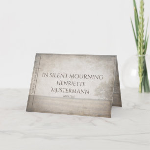 In silent mourning - tree on meadow vintage card