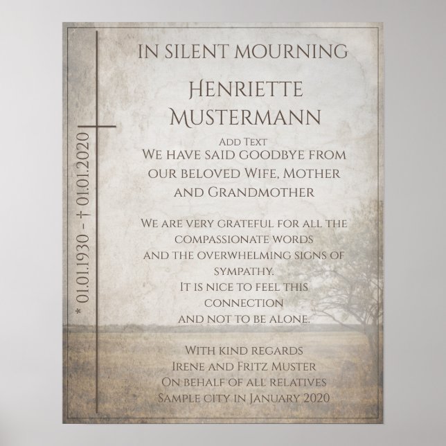 In silent mourning - tree on meadow vintage poster (Front)