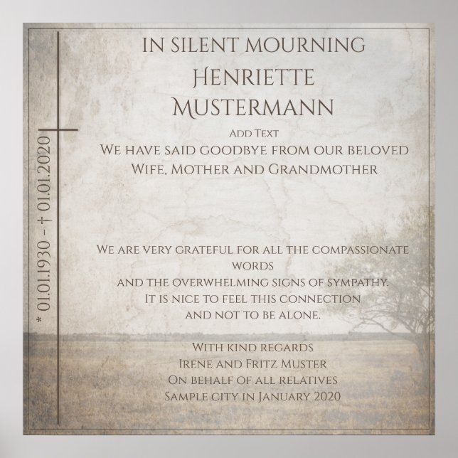 In silent mourning - tree on meadow vintage poster (Front)