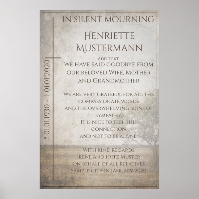 In silent mourning - tree on meadow vintage poster (Front)