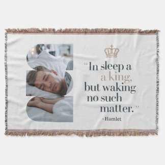 “In Sleep a King” Modern Minimalist Shakespeare Throw Blanket