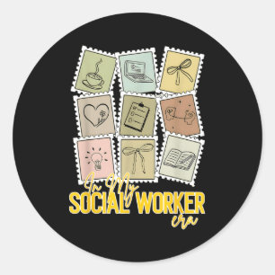 In social worker era vintage social graduation men classic round sticker