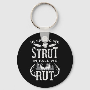 In Spring We Strut In Fall We Rut Turkey And Deer  Keychain