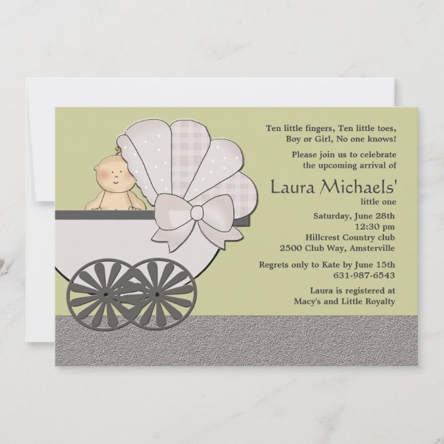 In Suspense (You Pick Background Colour)Baby Showe Invitation (Front)