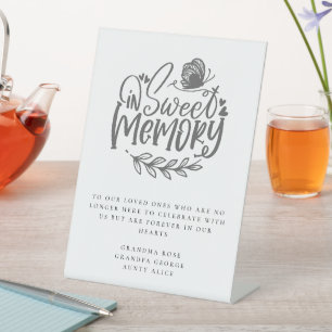 In Sweet Memory Elegant Script Memorial Wedding Pedestal Sign