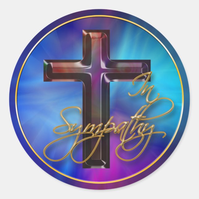 In Sympathy Mother of Pearl Cross Seal Stickers (Front)