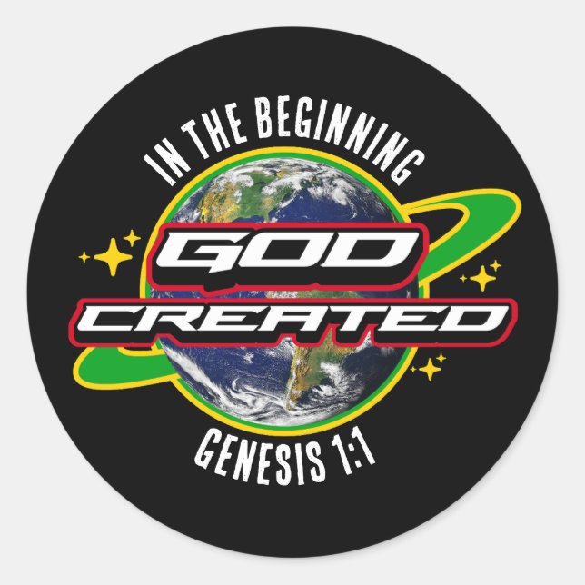 IN THE BEGINNING GOD Christian Earth Day Classic Round Sticker (Front)