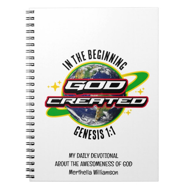 IN THE BEGINNING GOD Christian Earth Day Notebook (Front)