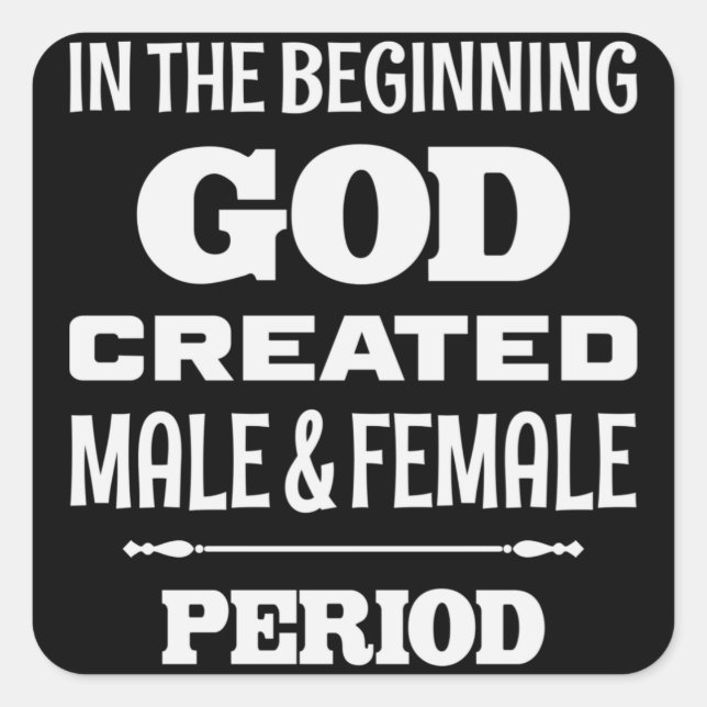 In the Beginning God Created - Christian Square Sticker (Front)