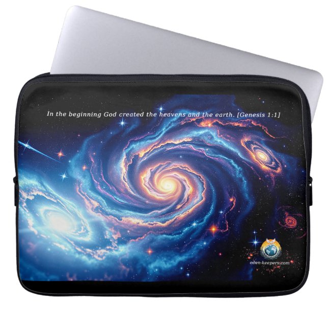 In the Beginning, God & Creation Verse Laptop Sleeve (Front)