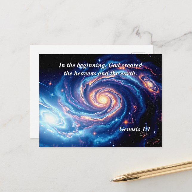 In the Beginning, God & Creation Verse Postcard (Front/Back In Situ)