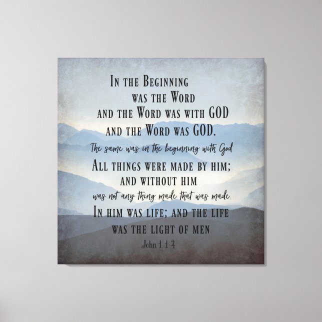 In the Beginning KJV Bible Verse Canvas Print (Front)
